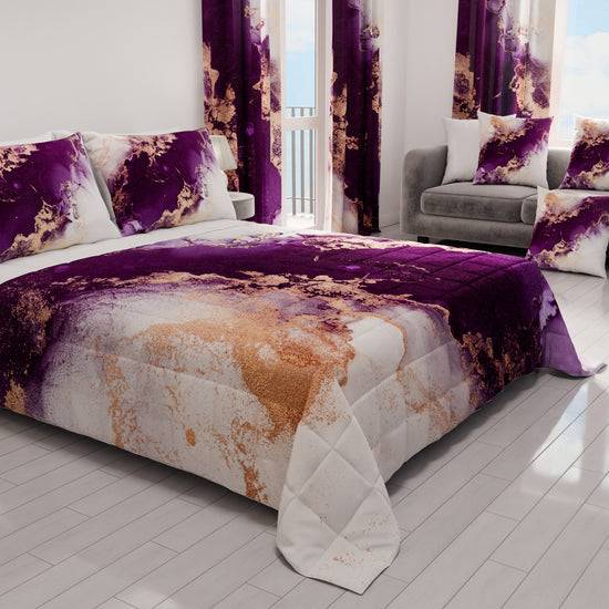 PETTI Trapuntino Copriletto Primaverile Autunnale in Stampa Digitale Marble Viola Consegna Veloce