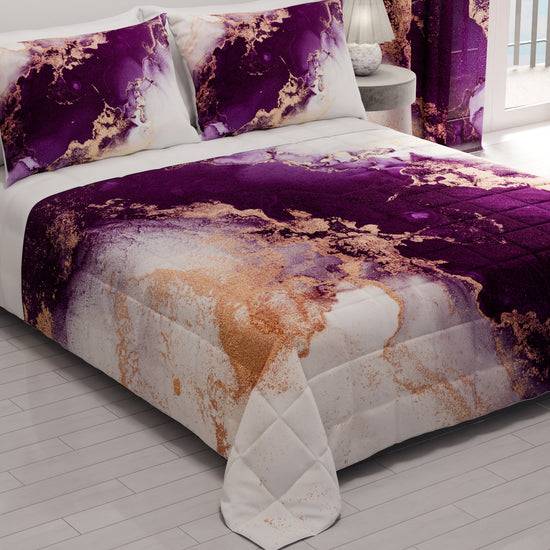 PETTI Trapuntino Copriletto Primaverile Autunnale in Stampa Digitale Marble Viola Consegna Veloce