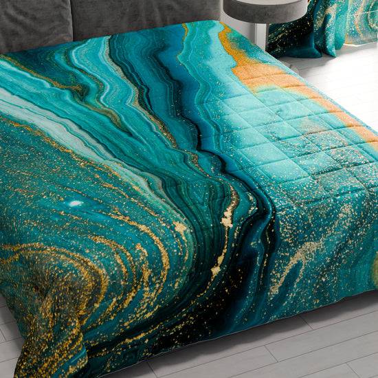 PETTI Trapuntino Copriletto Primaverile Autunnale in Stampa Digitale Marble Verde Promozione Limitata