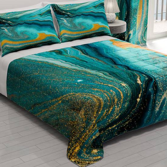 PETTI Trapuntino Copriletto Primaverile Autunnale in Stampa Digitale Marble Verde Promozione Limitata
