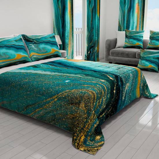 PETTI Trapuntino Copriletto Primaverile Autunnale in Stampa Digitale Marble Verde Promozione Limitata