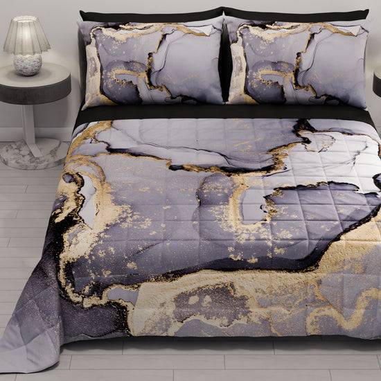 PETTI Trapuntino Copriletto Primaverile Autunnale in Stampa Digitale Marble Grigio Scuro