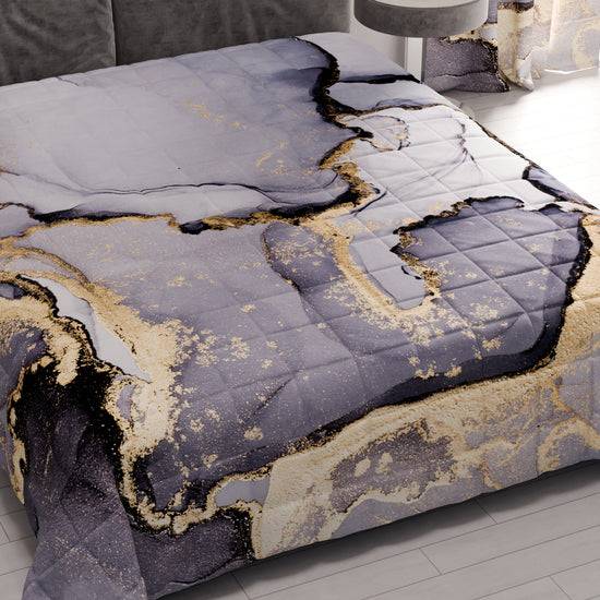PETTI Trapuntino Copriletto Primaverile Autunnale in Stampa Digitale Marble Grigio Scuro Fino Al -60%