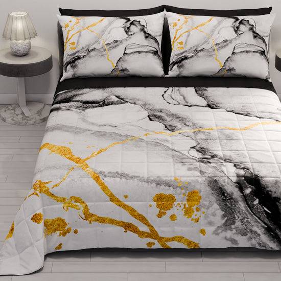 PETTI Trapuntino Copriletto Primaverile Autunnale in Stampa Digitale Marble Grigio Chiaro