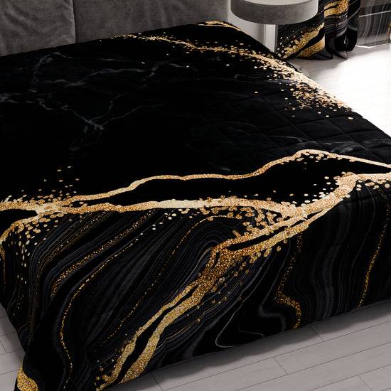 PETTI Trapuntino Copriletto Primaverile Autunnale in Stampa Digitale Marble Nero Affare Del Giorno