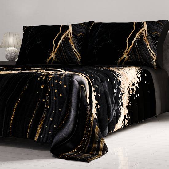 PETTI Trapuntino Copriletto Primaverile Autunnale in Stampa Digitale Marble Nero Affare Del Giorno