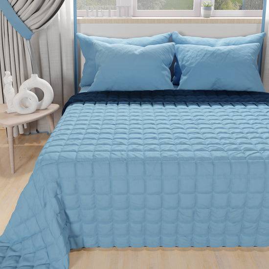 PETTI Trapuntino Copriletto Primaverile Autunnale Double Face Celeste Blu