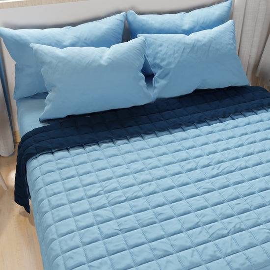 PETTI Trapuntino Copriletto Primaverile Autunnale Double Face Celeste Blu Prezzo Ridotto
