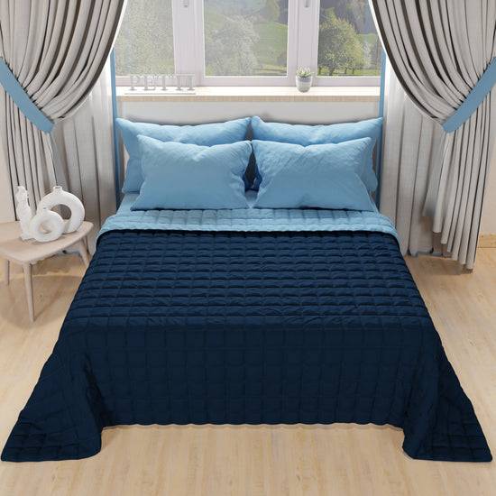 PETTI Trapuntino Copriletto Primaverile Autunnale Double Face Celeste Blu Prezzo Ridotto