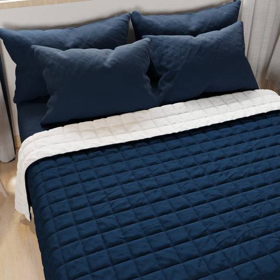 PETTI Trapuntino Copriletto Primaverile Autunnale Double Face Blu Bianco Sottocosto