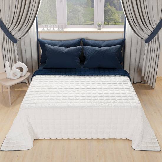 PETTI Trapuntino Copriletto Primaverile Autunnale Double Face Blu Bianco Sottocosto