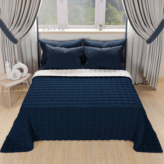 PETTI Trapuntino Copriletto Primaverile Autunnale Double Face Blu Bianco Sottocosto