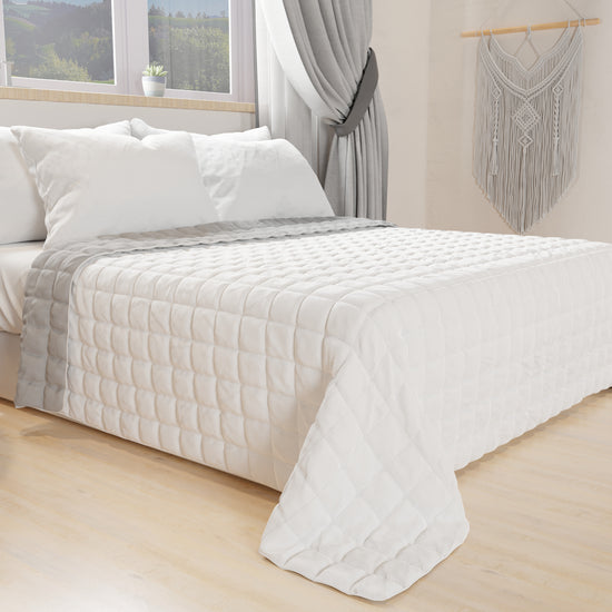 PETTI Trapuntino Copriletto Primaverile Autunnale Double Face Bianco Grigio Convenienza