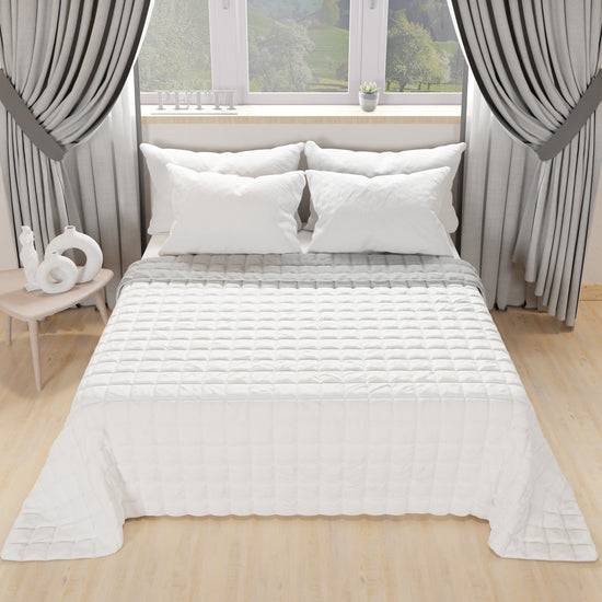 PETTI Trapuntino Copriletto Primaverile Autunnale Double Face Bianco Grigio Convenienza