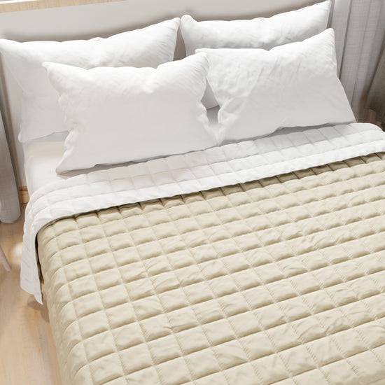 PETTI Trapuntino Copriletto Primaverile Autunnale Double Face Bianco Tortora Sconto