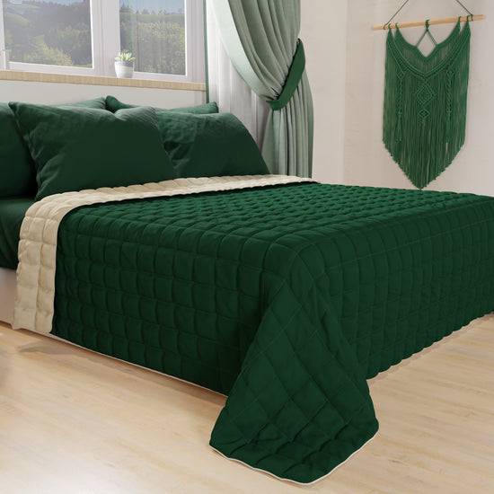 PETTI Trapuntino Copriletto Primaverile Autunnale Double Face Verde Tortora Outlet