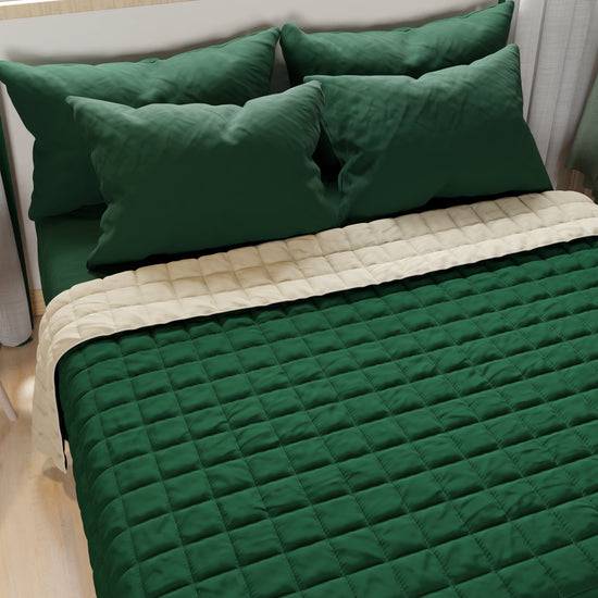 PETTI Trapuntino Copriletto Primaverile Autunnale Double Face Verde Tortora Outlet