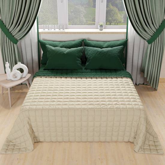 PETTI Trapuntino Copriletto Primaverile Autunnale Double Face Verde Tortora Outlet