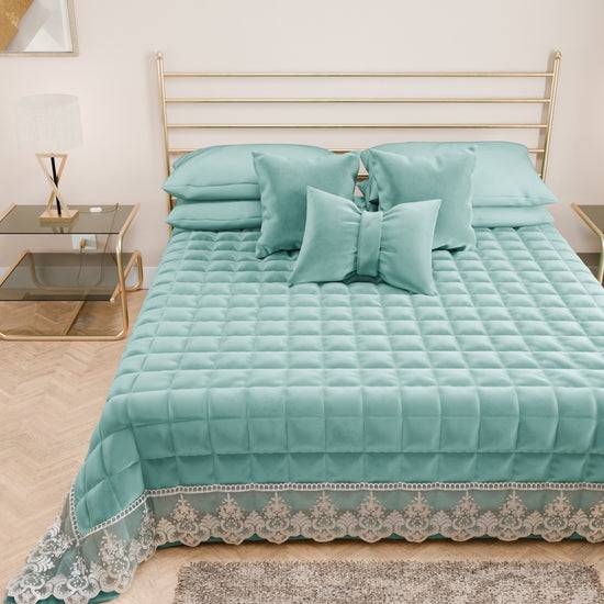 PETTI Trapuntino Primaverile in Velluto e Balza con Pizzo Rebrodè Tiffany Consegna Veloce