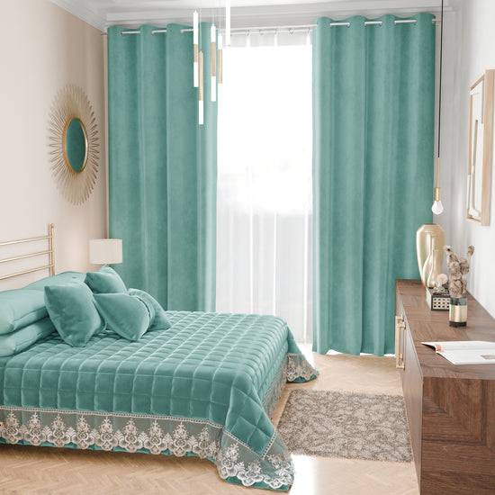 PETTI Trapuntino Primaverile in Velluto e Balza con Pizzo Rebrodè Tiffany Consegna Veloce
