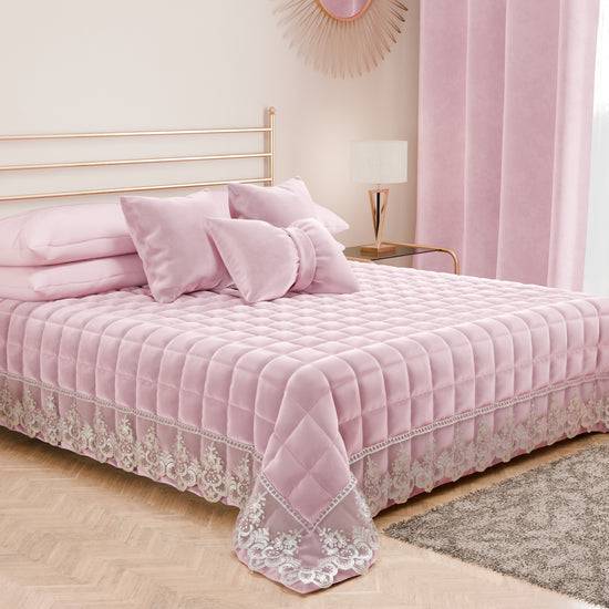 PETTI Trapuntino Primaverile in Velluto e Balza con Pizzo Rebrodè Rosa Shopping Online