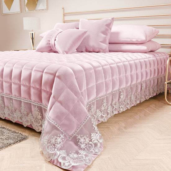 PETTI Trapuntino Primaverile in Velluto e Balza con Pizzo Rebrodè Rosa Shopping Online