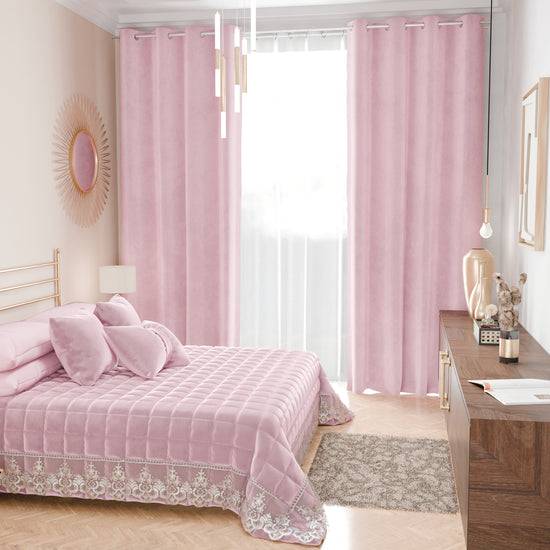 PETTI Trapuntino Primaverile in Velluto e Balza con Pizzo Rebrodè Rosa Shopping Online