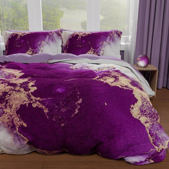 PETTI Copripiumino Matrimoniale, Singolo, Una Piazza e Mezza, Marble 01 Viola Affare Del Giorno