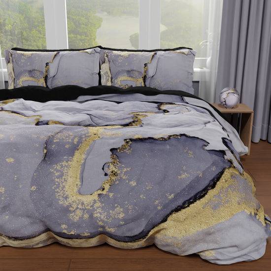 PETTI Copripiumino Matrimoniale, Singolo, Una Piazza e Mezza, Marble 04 Grigio Scuro Sottocosto