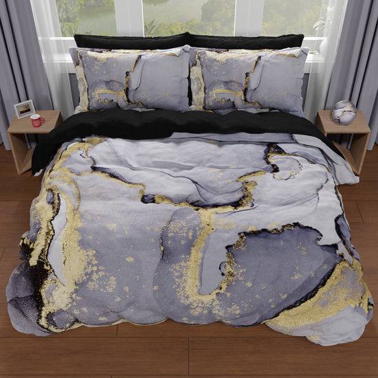 PETTI Copripiumino Matrimoniale, Singolo, Una Piazza e Mezza, Marble 04 Grigio Scuro Sottocosto