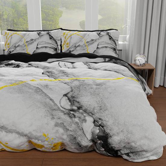 PETTI Copripiumino Matrimoniale, Singolo, Una Piazza e Mezza, Marble 06 Grigio Chiaro Convenienza