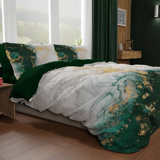 PETTI Copripiumino Matrimoniale, Singolo, Una Piazza e Mezza, Marble 09 Smeraldo Sconto