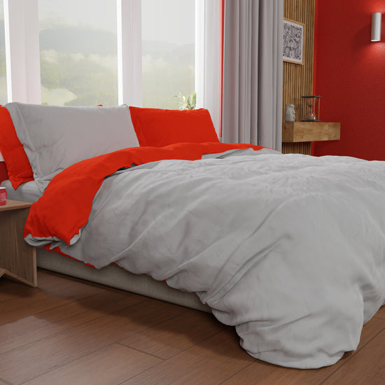 PETTI Copripiumino Microfibra Bicolor Rosso-Grigio Chiaro Matrimoniale 2025