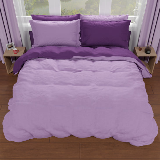 PETTI Copripiumino Matrimoniale, Sacco Copripiumino e Federe, Lilla/Viola In Linea