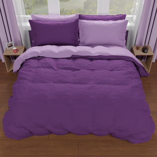 PETTI Copripiumino Matrimoniale, Sacco Copripiumino e Federe, Lilla/Viola In Linea