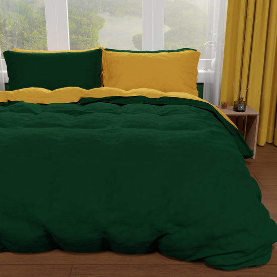 PETTI Copripiumino Matrimoniale, Sacco Copripiumino e Federe, Verde Smeraldo/Giallo Fino Al -60%