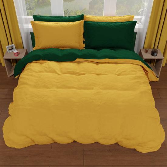 PETTI Copripiumino Matrimoniale, Sacco Copripiumino e Federe, Verde Smeraldo/Giallo Fino Al -60%