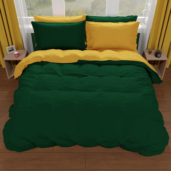 PETTI Copripiumino Matrimoniale, Sacco Copripiumino e Federe, Verde Smeraldo/Giallo Fino Al -60%