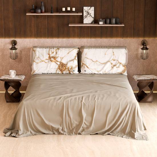 PETTI Lenzuolo Copriletto e Federe Eleganti Effetto Marmo Bianco - MARBLICE Affare Del Giorno