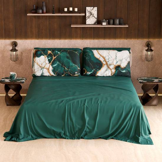 PETTI Lenzuolo Copriletto e Federe Eleganti Effetto Marmo Ottanio - TEALGEM Sconto