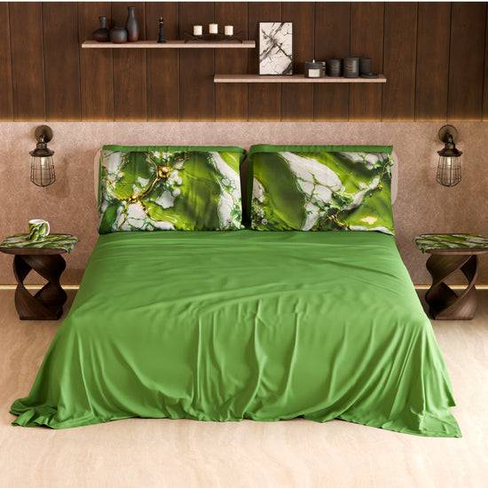 PETTI Lenzuolo Copriletto e Federe Eleganti Effetto Marmo Verde - PISTACHIUS Offerta