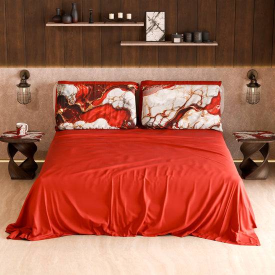 PETTI Lenzuolo Copriletto e Federe Eleganti Effetto Marmo Rosso - BLOODY Outlet