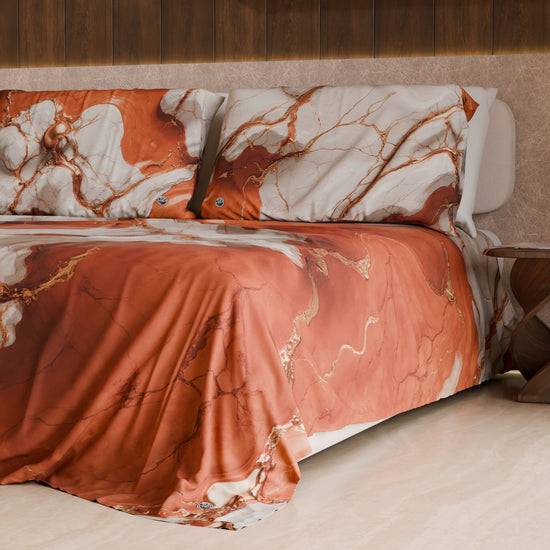 PETTI Lenzuolo Copriletto e Federe Eleganti Effetto Marmo - TERRARUM Saldi Di Fabbrica