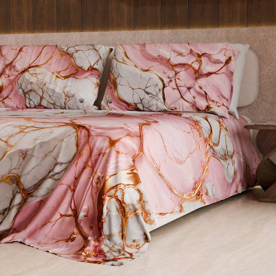 PETTI Lenzuolo Copriletto e Federe Eleganti Effetto Marmo Rosa - PINKERELLE Negozio