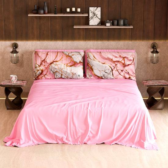 PETTI Lenzuolo Copriletto e Federe Eleganti Effetto Marmo Rosa - PINKERELLE Negozio