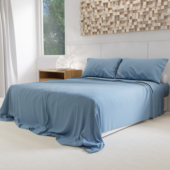PETTI Lenzuola Percalle, Lenzuola Matrimoniali Cotone Azzurro 2025