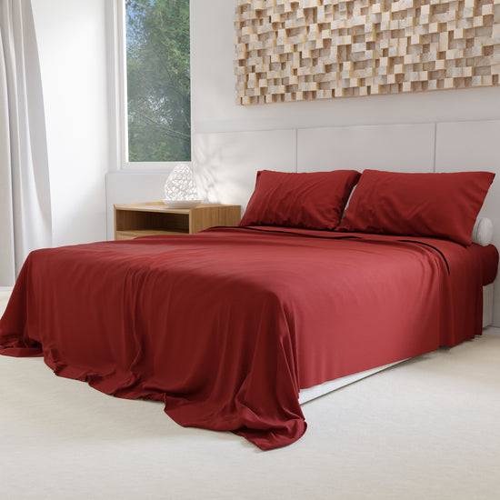 PETTI Lenzuola Percalle, Lenzuola Matrimoniali Cotone Bordeaux Soddisfazione Garantita