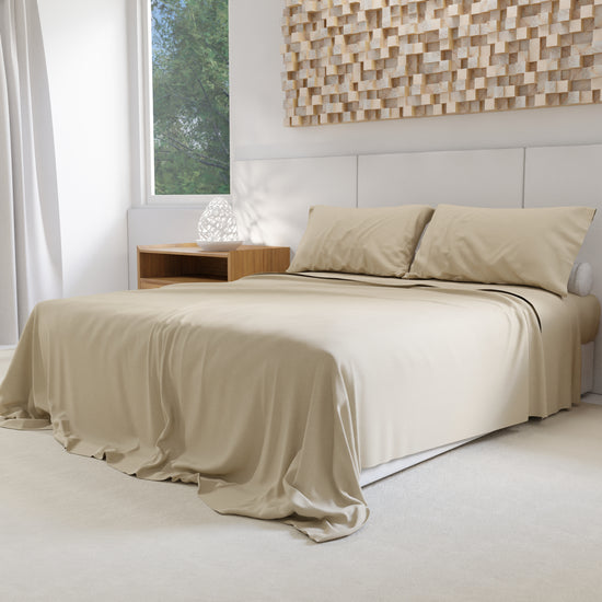 PETTI Lenzuola Percalle, Lenzuola Matrimoniali Cotone Beige Acquista Ora