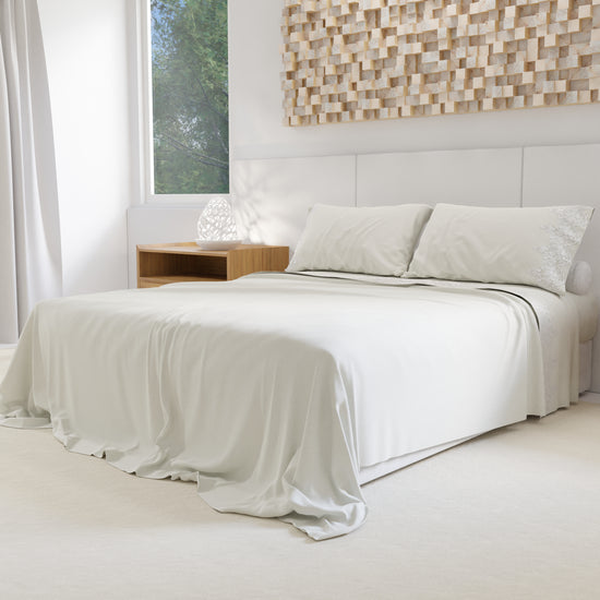 PETTI Lenzuola Percalle con Pizzo, Lenzuola Matrimoniali Cotone Bianco Sconto