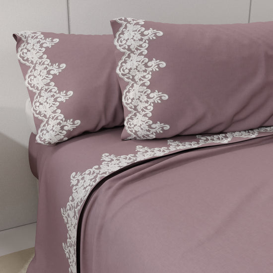 PETTI Lenzuola Percalle con Pizzo, Lenzuola Matrimoniali Cotone Cipolla Saldi Di Fabbrica